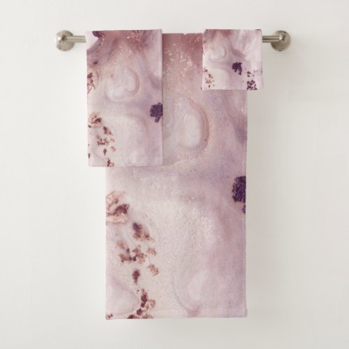 Plum Blush Ink Marble Glam 1 wall decor art  Bath Towel Set