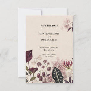 Plum Blush Modern Botanical Collage Save The Date