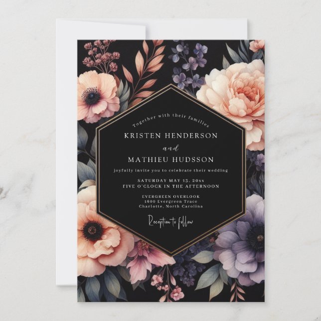 Plum Blush Nocturne Wedding Invitation (Front)