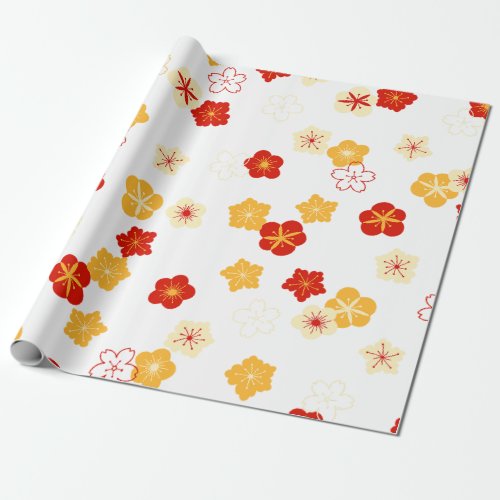 Plum Bossom Flower Chinese New Year Pattern Wrapping Paper