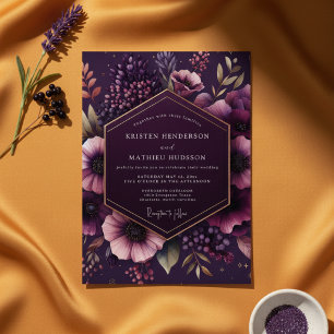 Plum Botanical Bloom Wedding Invitation