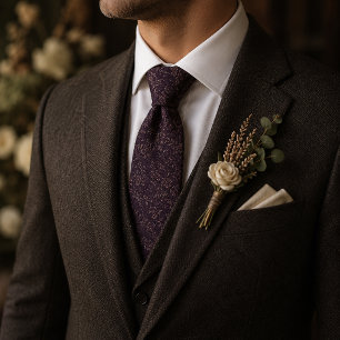 Plum Botanical Floral Luxury Vintage Neck Tie