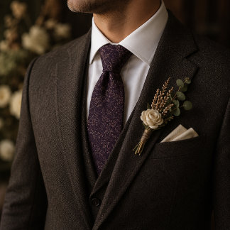 Plum Botanical Floral Luxury Vintage Neck Tie