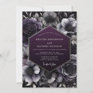 Plum Botanical Nightfall Wedding Invitation