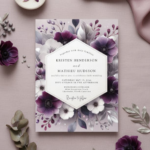 Plum Botanical Romance Wedding Invitation