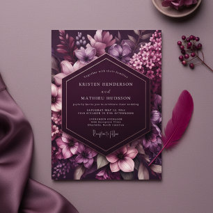 Plum Botanical Whimsy Wedding Invitation