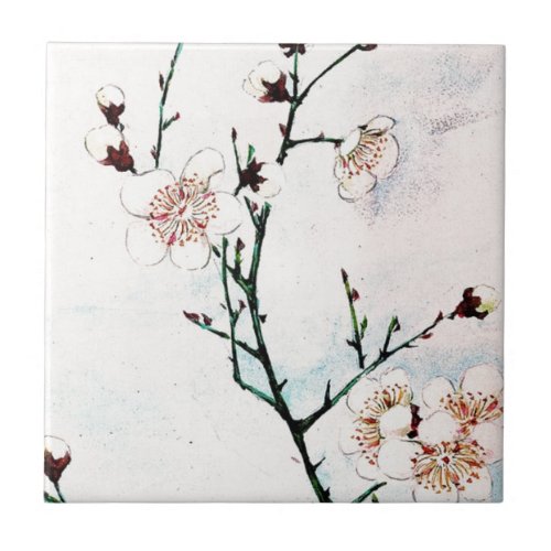Plum Branches with Blossoms Ukiyo_e Asia Asian Art Tile