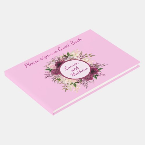 Plum Burgundy Blush Pink Floral Guest Book