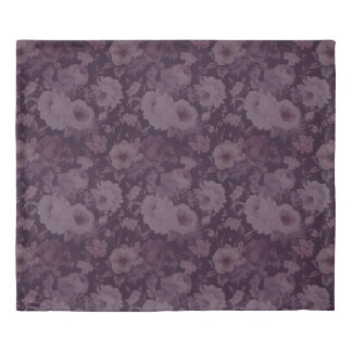 Plum burgundy dark dramatic floral design duvet cover