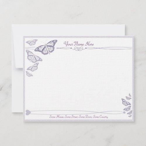 Plum Butterfly Correspondence Cards