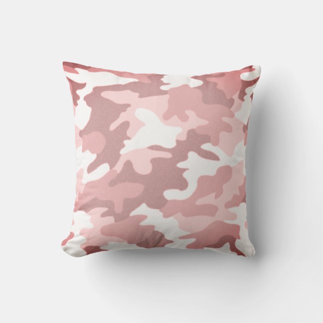 Plum Camouflage Throw Pillow (Front)