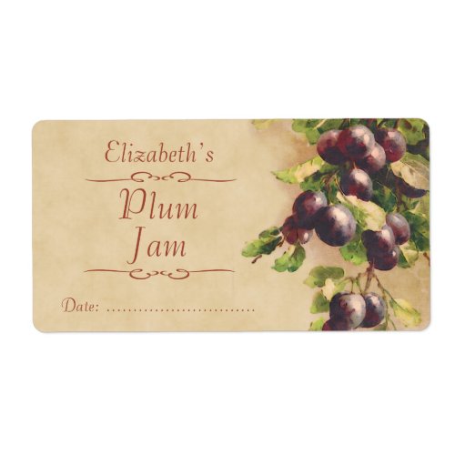 Plum Canning label