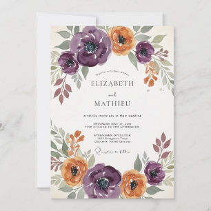 Plum Captivating Autumnal Wedding Invitation