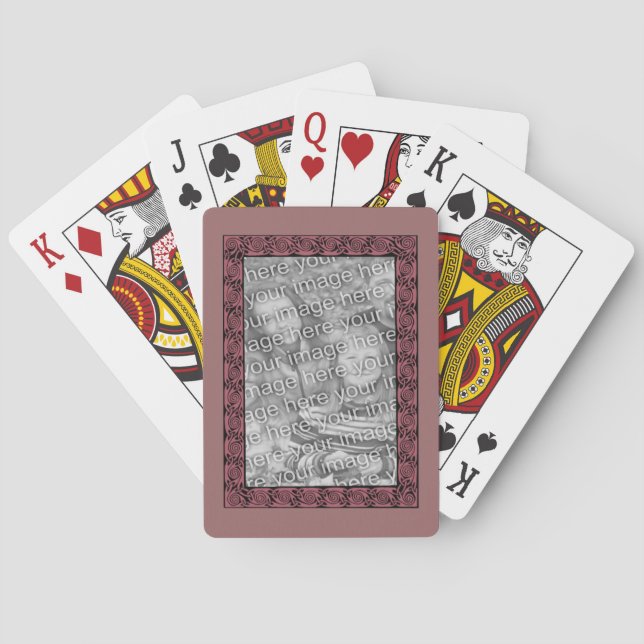 Plum Celtic Design Frame Photo Template   Poker Cards (Back)