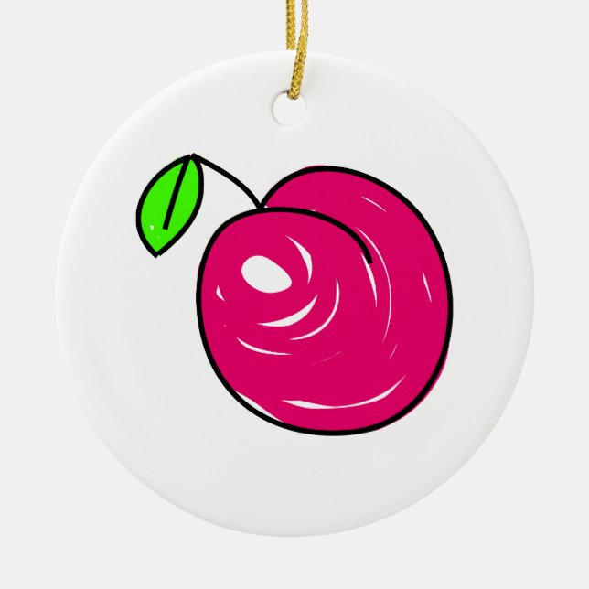 Plum Ceramic Ornament (Front)