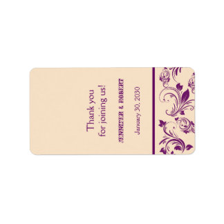 Plum Champagne Scroll Wedding Lip Balm Label