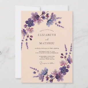 Plum Champagne Wisteria Wedding Invitation