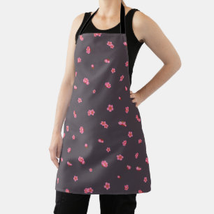 Plum Charcoal Red Plum Blossom Floral Pattern Apron