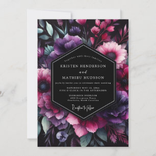 Plum Chiaroscuro Flora Wedding Invitation