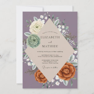 Plum Clay Peony Wedding Invitation