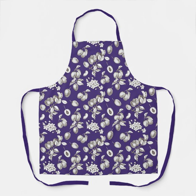 Plum Color & Blossom Apron (Front)