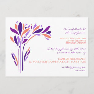 Plum Coral Floral Engagement Party Invitations
