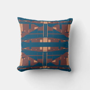 Plum Coral Turquoise Mediterranean Mosaic Abstract Throw Pillow