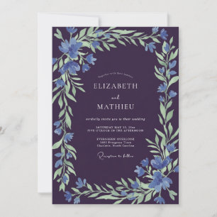 Plum Cornflower Wildflower Wedding Invitation