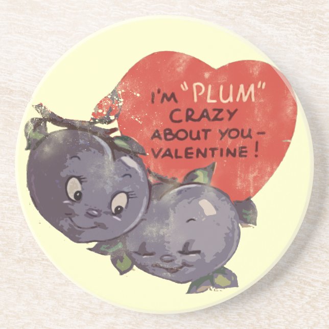 Plum Crazy about my Valentine Drink Coaster (Front)