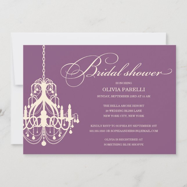 PLUM & CREAM CHANDELIER | BRIDAL SHOWER INVITE (Front)