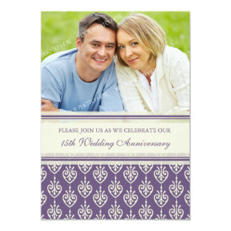 Plum Cream Photo 15th Anniversary Party Invitation