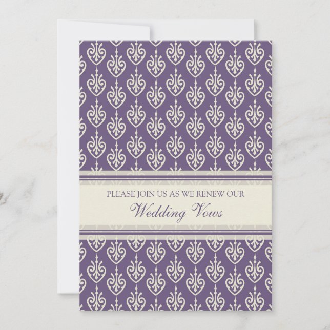 Plum Cream Wedding Vow Renewal Invitations (Front)