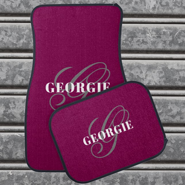 Plum Custom Monogram Script Car Floor Mat (Creator Uploaded)