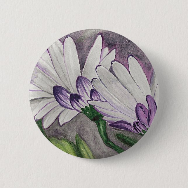 Plum daisy flowers button (Front)