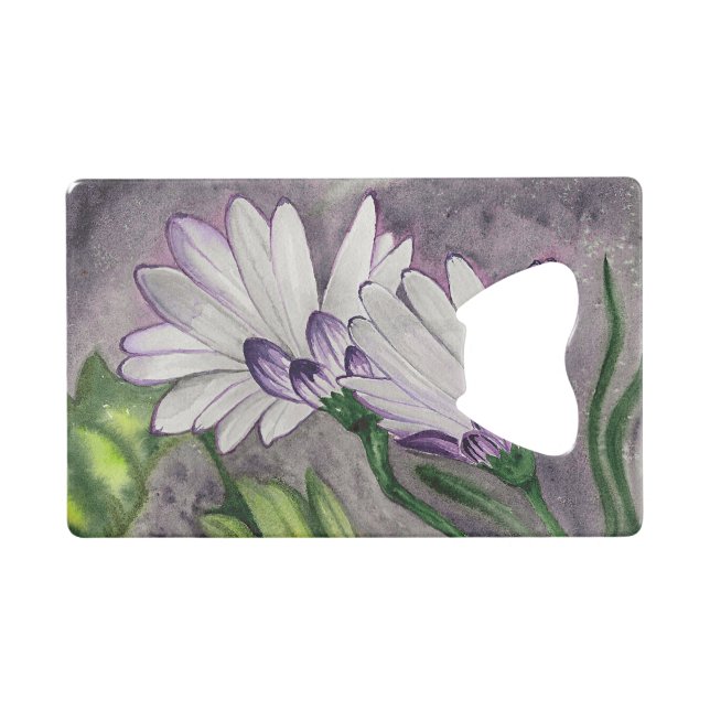 Plum daisy flowers credit card bottle opener (Front (Horizontal))