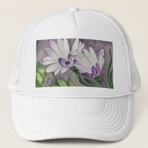 Plum daisy flowers trucker hat