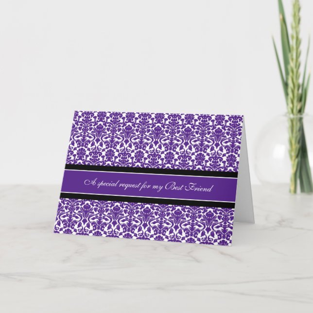 Plum Damask Best Friend Maid of Honor Invitation (Front)