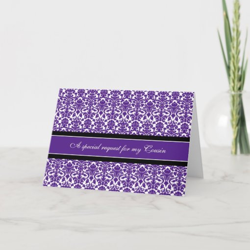 Plum Damask Cousin Bridesmaid Invitation Card Zazzle Plum Damask Cousin Bridesmaid Invitation Card Zazzle