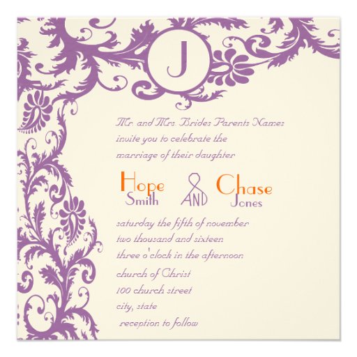 Plum And Orange Wedding Invitations 9