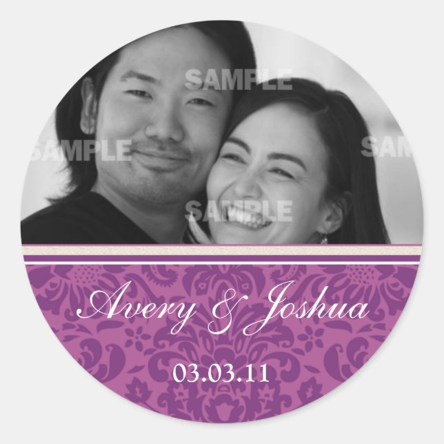 Plum Damask Photo Sticker (Front)