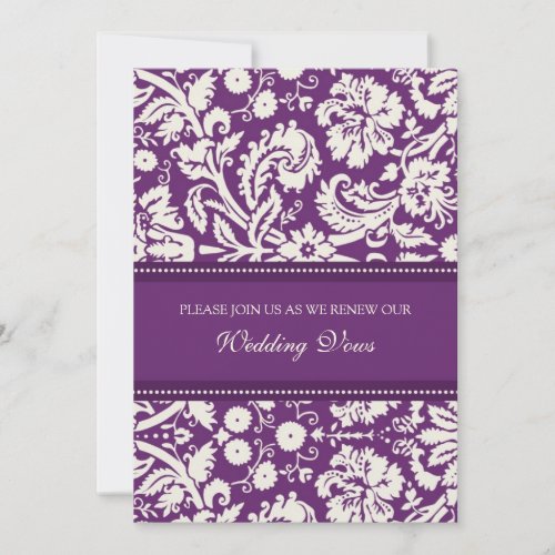 Plum Damask Wedding Vow Renewal Invitations