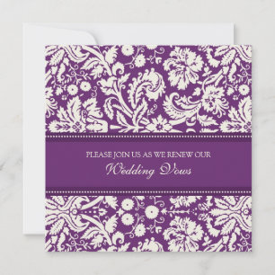 Plum Damask Wedding Vow Renewal Invitations