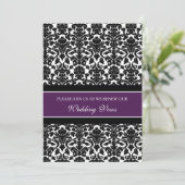 Plum Damask Wedding Vow Renewal Invitations (Standing Front)