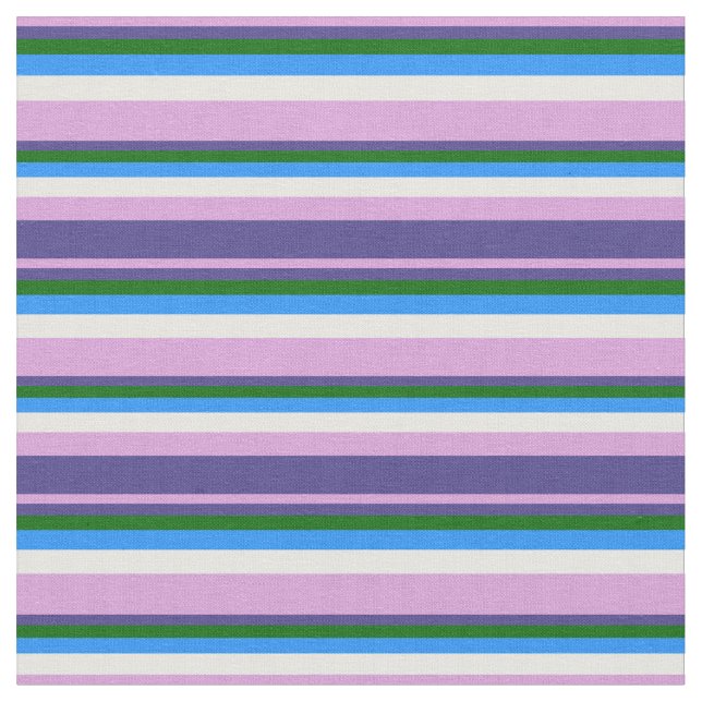 Plum, Dark Slate Blue, Dark Green, Blue & White Fabric (Close Up)
