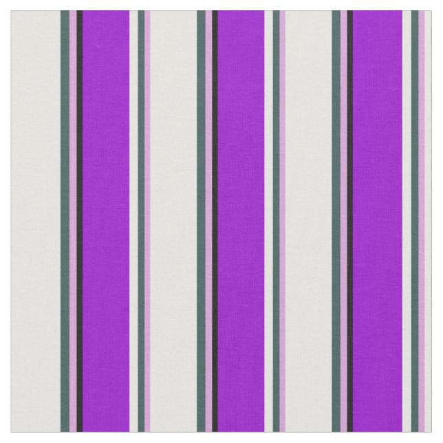 Plum, Dark Slate Gray, White, Dark Violet & Black Fabric (Close Up)