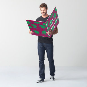 Plum deep purple with green stars shapes Christmas Card