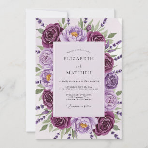 Plum Distinguished Spring Wedding Invitation