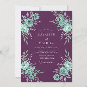 Plum Dramatic Evening Wedding Invitation