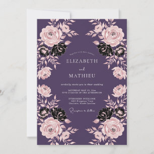 Plum Dramatic Gothic Wedding Invitation