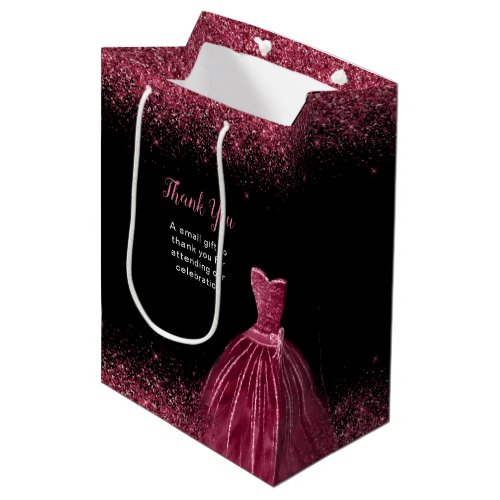 Plum Dress Faux Glitter Birthday Party Medium Gift Bag